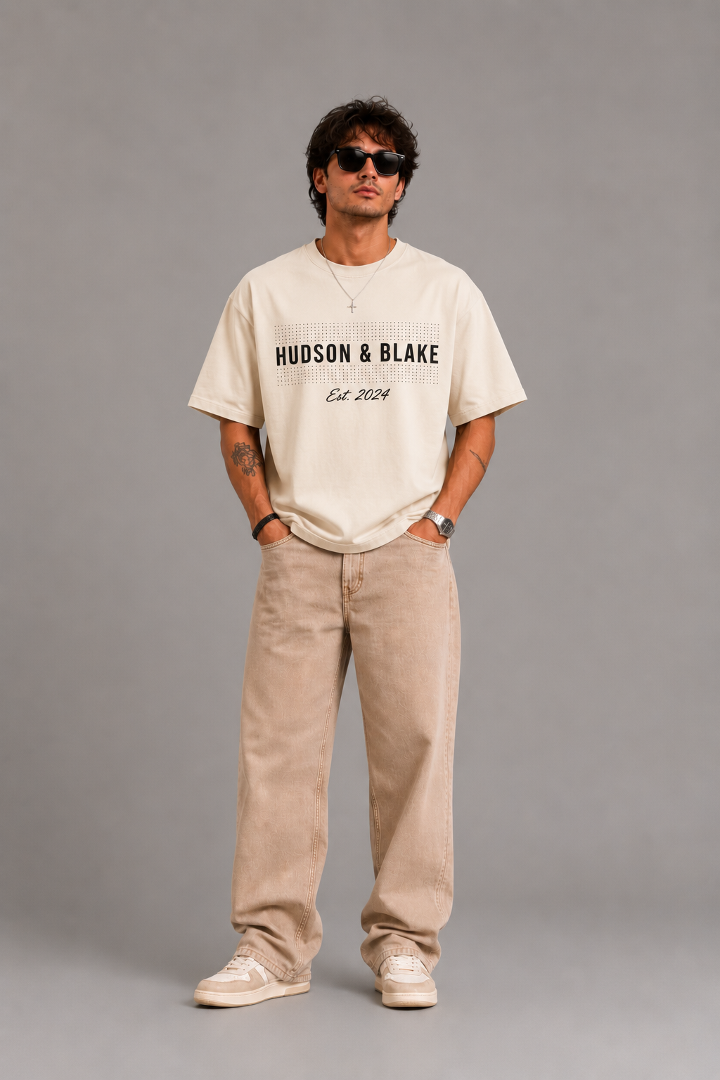 Signature Logo Oversized Tee – Cream