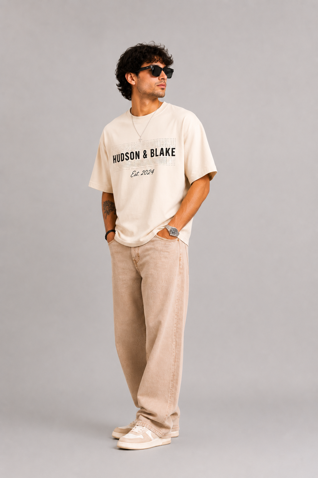 Signature Logo Oversized Tee – Cream