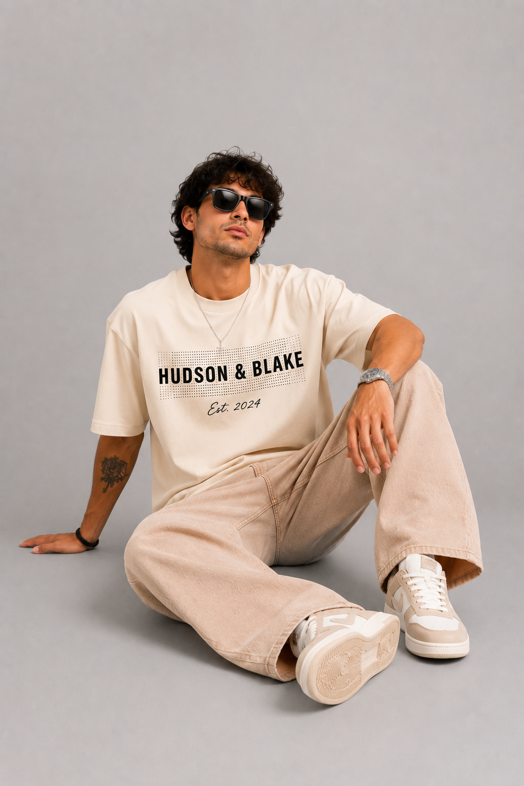 Signature Logo Oversized Tee – Cream