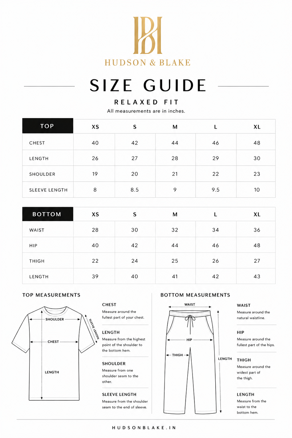 Size guide chart