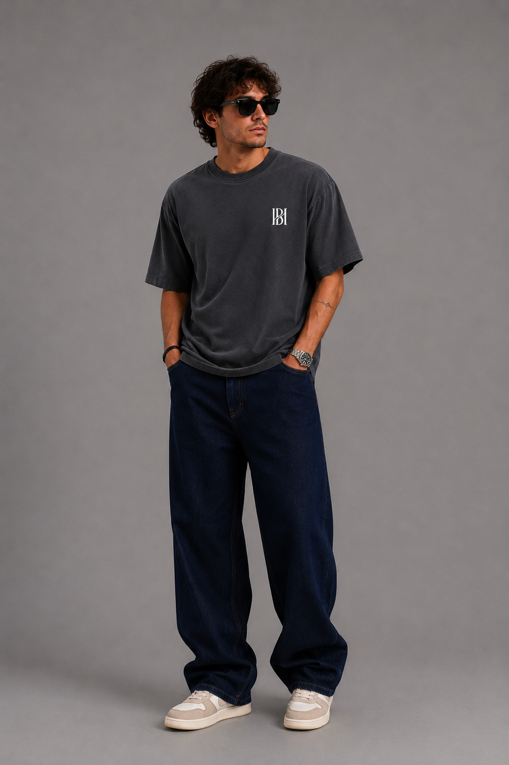 Washed Oversized Tee – Charcoal Grey