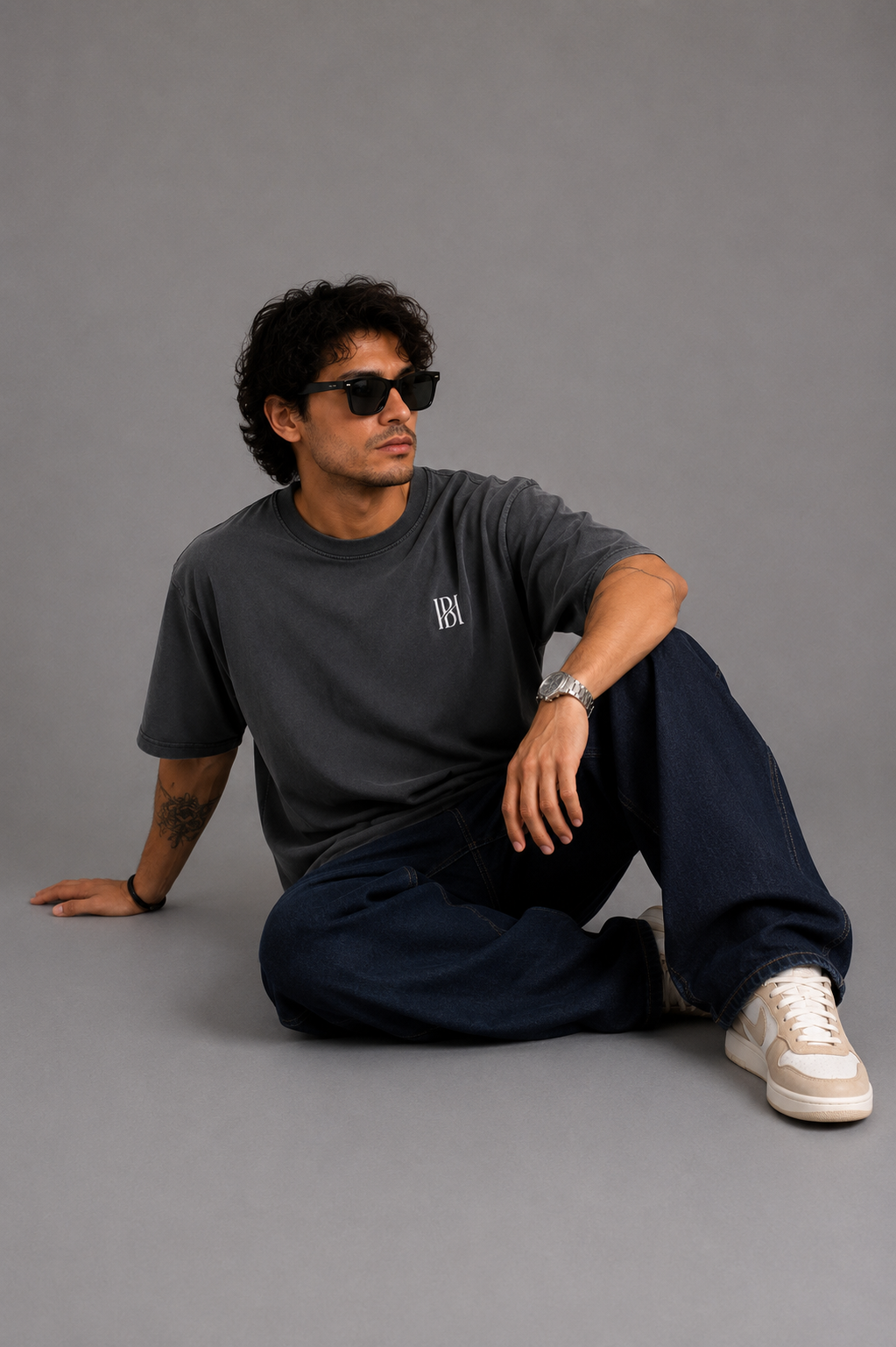 Washed Oversized Tee – Charcoal Grey