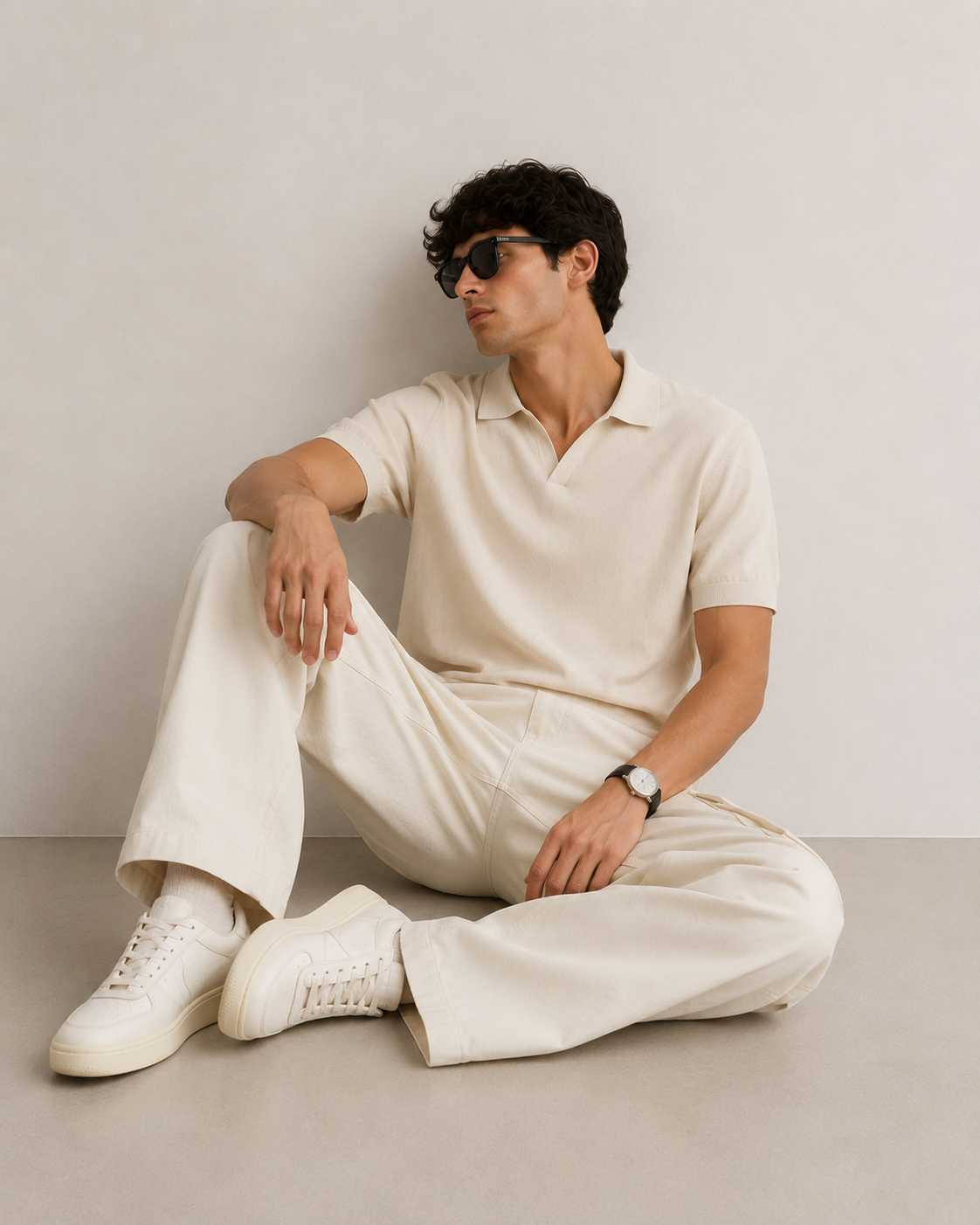 Cream Polo Cargo Co-Ord Set