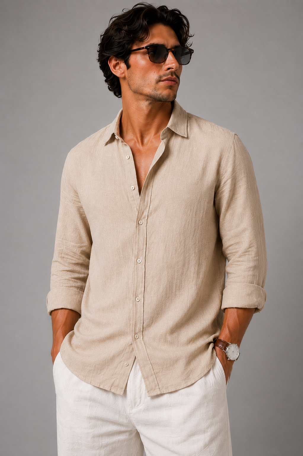 Premium Sand Linen Shirt